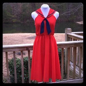 AMAZING vintage red and navy sailor dress. Size M